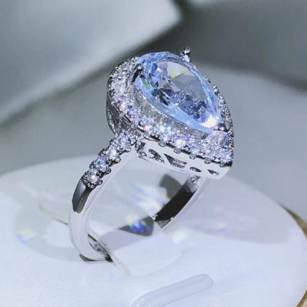 6866fc0176c5a54f sterling sier elegant and exquisite drop-shaped white zircon ring with diamonds for ladies fashion jewelry Valentine's day