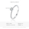Modian Solid Sterg Sier Simple Round Clear CZ Finger Rings For Women & Girls Cassic Wedding Statement Fine Jewelry Gift