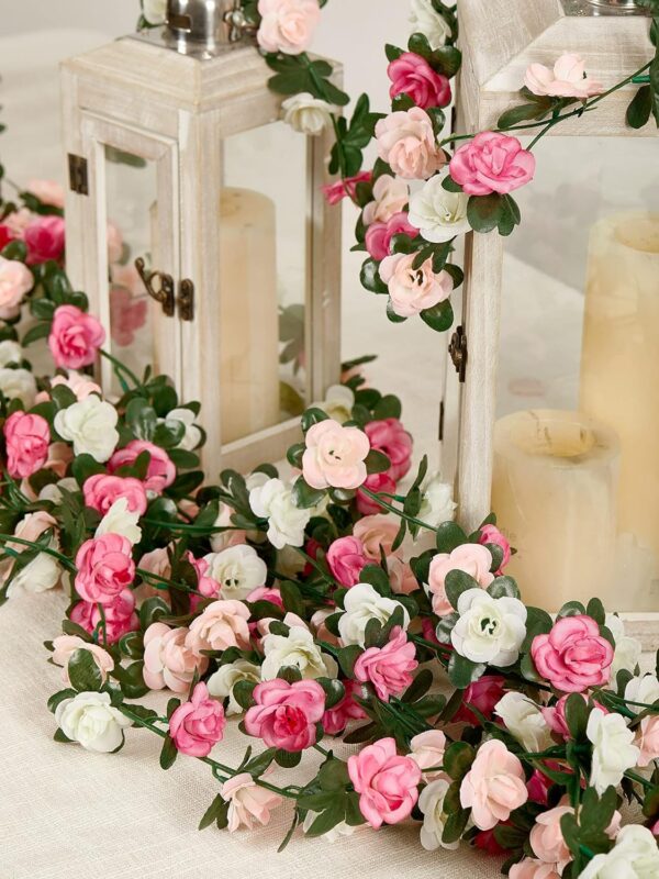 6885c6dbcaf86ab0 PARTY JOY 5pcs 41Ft Flower Garland Fake Rose Vine Artificial Flowers Hanging Rose Ivy Hanging Baskets Wedding Arch Garden Background Decor