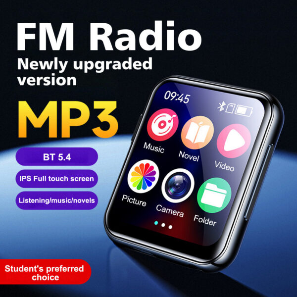 688614d61becb64e MP3 Music with Bluetooth 5.4 HiFi MP4 Walkman Full Touch Screen Built-in Speaker Recorder Camera Video Player FM/E-book