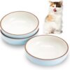 6888b324e3f1733b Howise 5.3 in Ceramic Cat Bowls Set, Shallow Cat Food Bowl Small Pet Bowls Cat Dish for Food and Water, Green