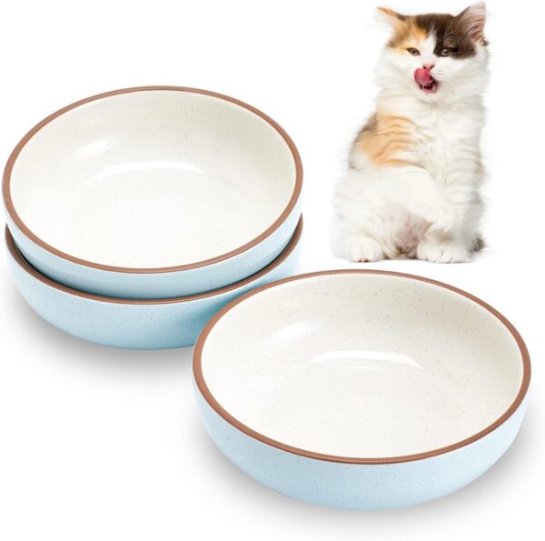 6888b324e3f1733b Howise 5.3 in Ceramic Cat Bowls Set, Shallow Cat Food Bowl Small Pet Bowls Cat Dish for Food and Water, Green