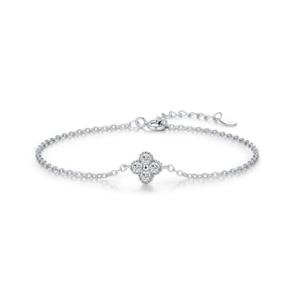 MODIAN 925 Sterling Silver Exquisite Lucky Four Leaf Clover CZ Link Chain Stackable Sweet Bracelet For Women Daily Fine Jewelry