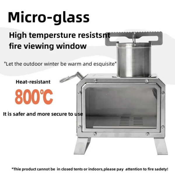 68be878302f5055e MOUNTAINHIKER Portable Firewood Square Stainless Steel Outdoor Fire Heater Picnic Hiking Camping Wood Burner Stove