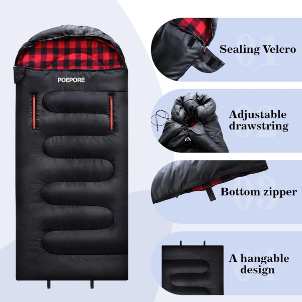 68c3f4d0c4b48872 POEPORE Schlafsack Outdoor 3-4 Jahreszeiten Flanell Schlafsäcke Leichter Deckenschlafsack Kleines Packmaß für Erwachsene mit Arme und Füße Reißverschluss