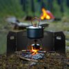 68c9c177c10db50b 4 Plates Camping Stove Windscreen Metal Wind Blocker Folding Stove Windshield with Storage Bag Stove Wind Screen for Outdoor Camping Accessories for Camping, Hiking, Cooking, Picnic (Model 1)