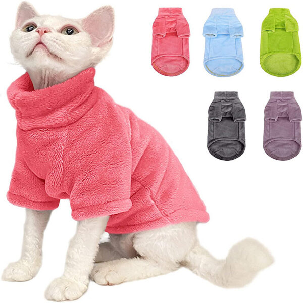 68cf10e1bcdb99af Turtleneck Sweater Coat Winter Warm Hairless Clothes Soft Fluff Pullover Shirt for Maine-Coon Cat Chihuahua Pet Clothing