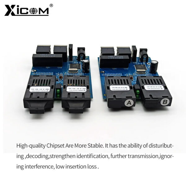 68dbc41456eaccb4 5pcs 100/1000M Ethernet Fiber Optic Switch SC Simplex placa metro fibra 2 Fiber 2 RJ45 Singlemode Switch Optic Converter PCBA