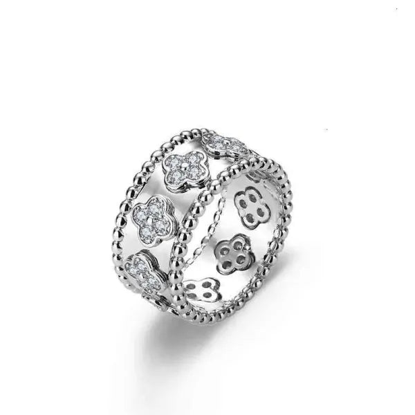 68e0b5172505698a 2024 four leaf clover cleef ring kaleidoscope rings For Women Gold sier diamond nail Ring Rings Valentine Party designer jewelryQ3