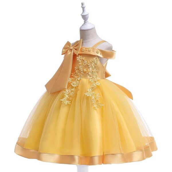 Off-shoulder Women's Gown Tank Bow Beaded Detailing Princess Dress For Girls