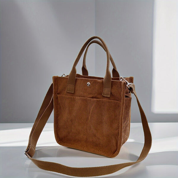 Mini Canvas Satchel Bag With Top Handle, Multi Pockets Shoulder Bag, Portable Lunch Box Storage Bag