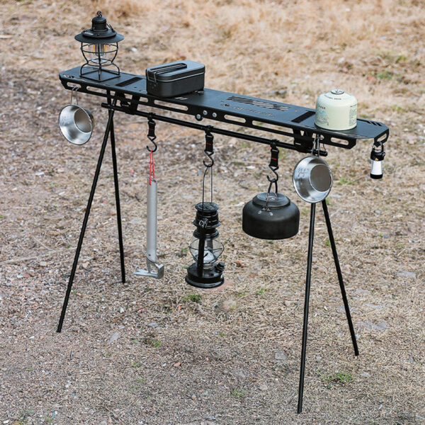 68f0d1a143f30a6b Foldable Tripod High Strength Bending Camping Rack Top Plate with Hanging Hole for BBQ Picnic Hiking