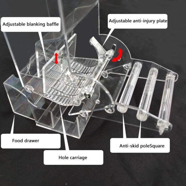 Evursua No Mess Bird Cage Feeders Automatic Parrot Seed Tube Birds Cage Accessories for Parakeet Canary Cockatiel Finch,Free Install,No Fragile