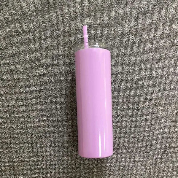 20oz Skinny Tumbler With Seal Lids Rainbow Straws Stainless Steel Thermos Bottle Double Insulated Water Cup For Travel