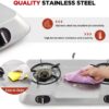 Propane Stove 2 Burner Gas Stove,Portable Stainless Steel Stove,Auto Ignition Camping Dual LPG for RV, Apartment, Outdoor
