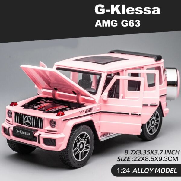 1:24 AMG G63 Model Car, Zinc Alloy Pull Back Toy Car with Sound and Light for Kids Boy Girl Gift