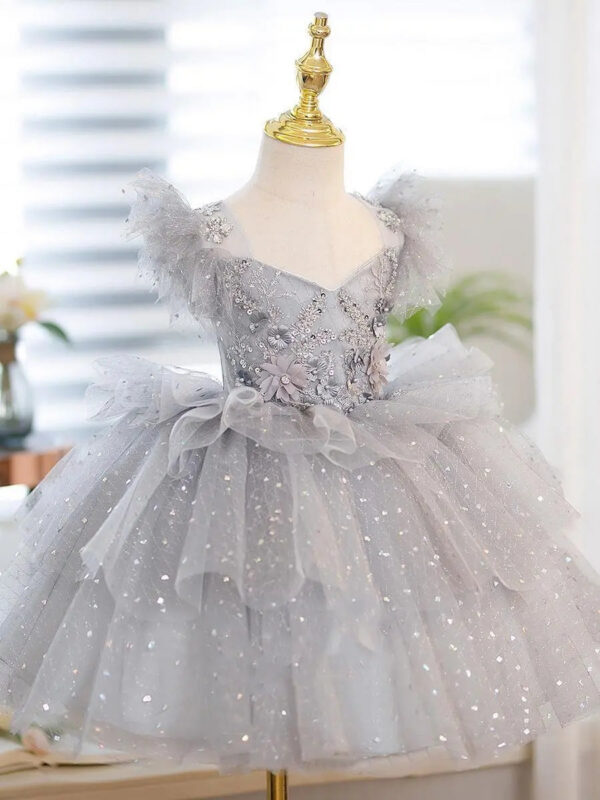 Kids for Girls Costumes Wedding Birthday New Year Party Lace Sequin Elegant Princess Summer Children’s Dress 1-10 Yrs