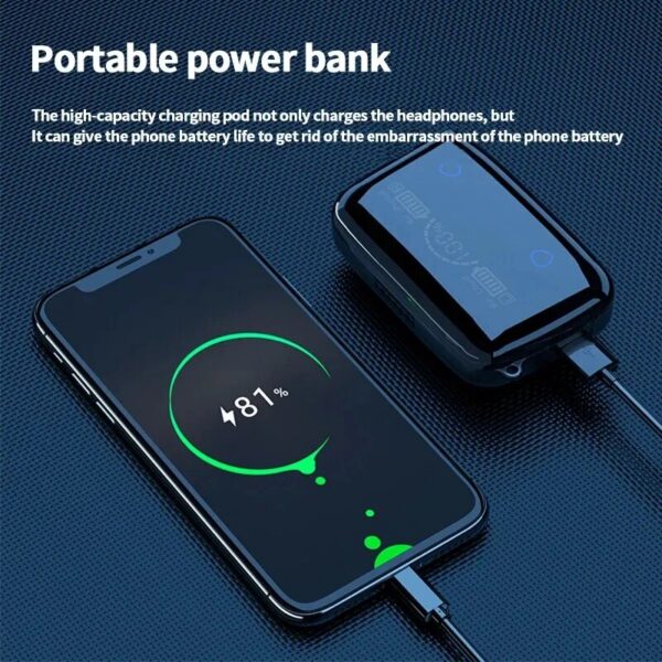 694b74f235339f5c M19 Bluetooth Wireless Tws Gaming Support Noise-cancelling Touch In-ear Mini Emergency Power Bank Headset