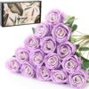 15Pcs Artificial Roses Velet Real Touch Single Stem Fake Roses Silk Realistic Bouquet Flowers Arrangements Home Office Garden Grave Party Wedding Decoration(Light Pink-15p, Blossom Roses)
