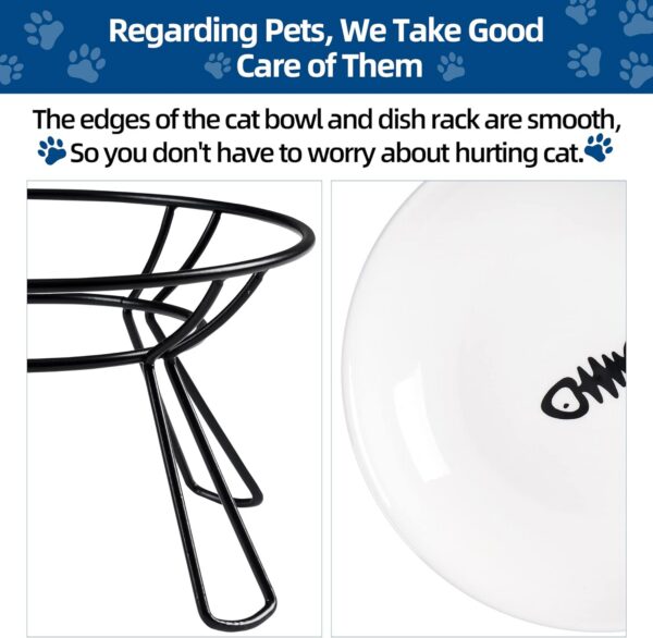 695c8e7061949ff6 Cat Bowls, Elevated Cat Bowl, Raised Ceramic Cat Dish with Metal Stand, Pet Water or Food Feeding Station for Indoor Cats, Kitten, Puppies and Small Dogs(2 Pack)