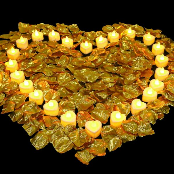 Red Rose Petals Decorations Set, 1000 Pieces Artificial Rose Petals with 3Pcs Romantic Banner, Rose Petals for Romantic Night for Her Set, Special Night Party Decor for Home, Wedding, Anniversary