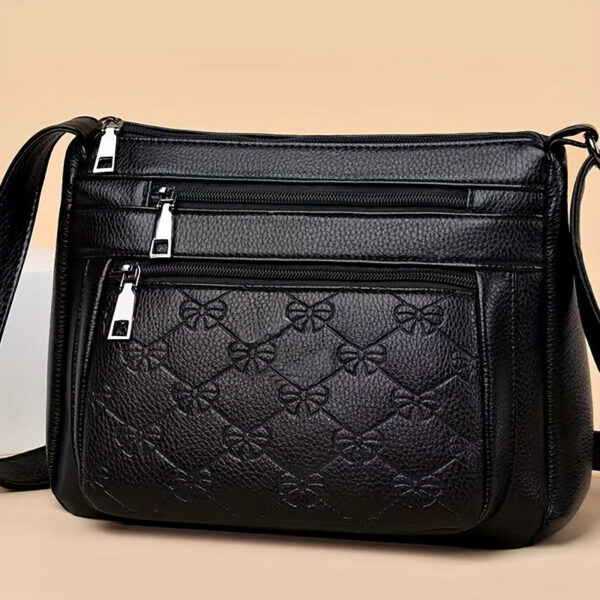 New Women's Bag Mother Bag, Multi-layer Soft PU Leather Shoulder Crossbody Bag Briefcase ( Zipper Direction Assorted Varieties)