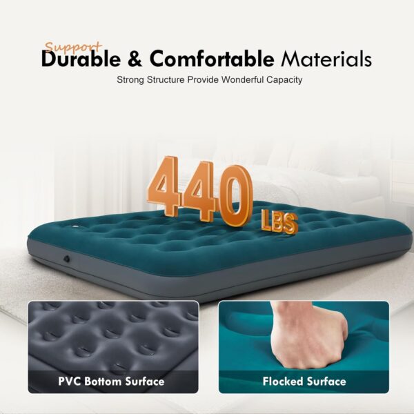 Single Size Camping Air Mattress with Built in Foot Pump, Inflatable Bed Blow Up Mattress Sleeping Pad
