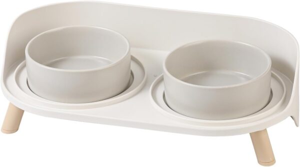 698cf549d80d5da2 Cat Food Water Bowl Set - Raised Cat Bowls with Non Slip Stand - Elevated Puppy Bowls for Small Dogs - Double Ceramic Cat Feeding Bowls with Splash Proof Guard - Tall Cat Dishes - 2 x 480 ML - 16.2 OZ