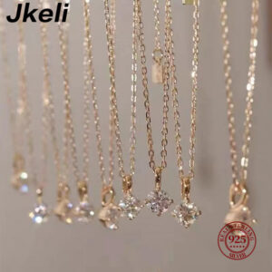 698db57e96d2513d Jkeli -S Pure sier 14k gold pendant Multi-functional single diamond with six claws Zircon necklace for women gift
