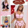 Avidlove for Women Sexy Strappy Underwire Push Up Bra Garter Set Lingerie with Chain