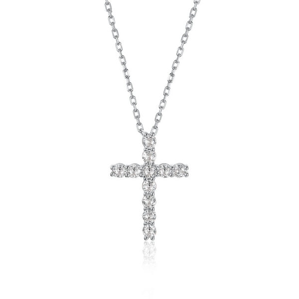 699c20ce55e25992 K.NOBSPIN 3mm Round Cut D VVS1 Moissanite Cross Pendants Necklace For Women Sterling Sier Christian Diamond Neck Chain
