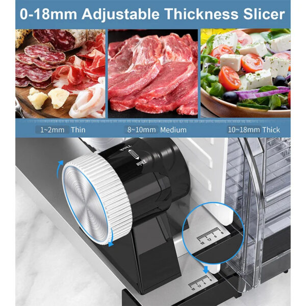 69b6297753ce17ff 220V Electric Meat Slicer Commercial-Grade Stainless Steel Blade for Frozen Meat/Cheese/Bacon Quiet Motor & Child Lock