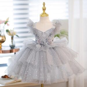 Kids for Girls Costumes Wedding Birthday New Year Party Lace Sequin Elegant Princess Summer Children’s Dress 1-10 Yrs