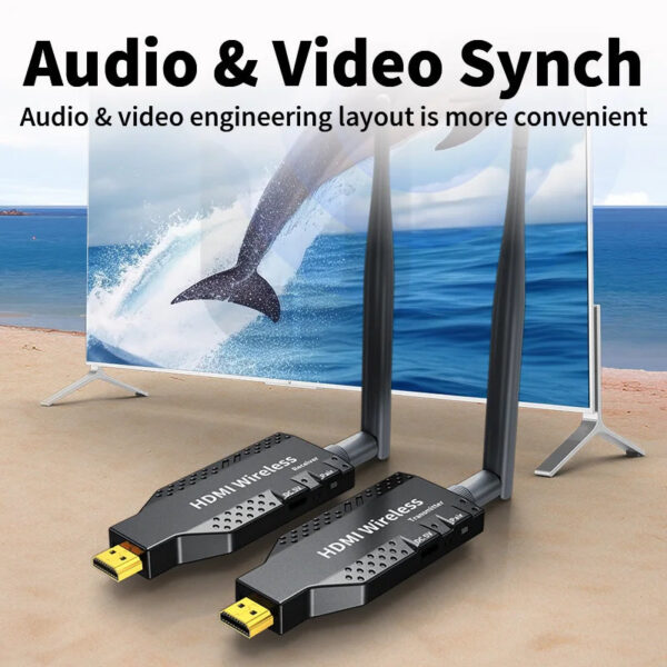 Unnk 50M HDMI Wireless Transmitter Receiver Video Extender Camera Laptop PC to TV Mirror Adapter 1080P 60Hz Display Dongle