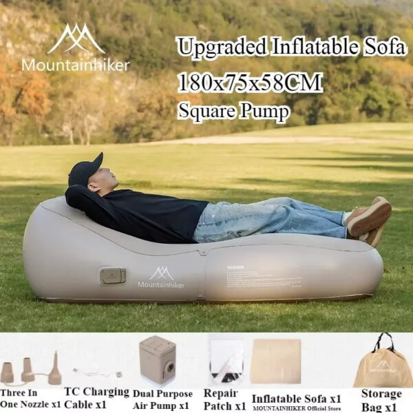 69c93e086b7d5b60 MOUNTAINHIKER Fast Inflatable Air Sofa Bed Outdoor Portable Air Mattress Lazy Camping Automatic Inflatable Sleeping Mat Uptaded