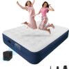 69cde0534d4154e5 Queen Air Mattress with Built-in Pump - 18 Inch Extra Thick, Luxurious Velvet Plush Surface & Reinforced Edge - Portable Inflatable Bed for Home, Camping & Travel - Hotel-Like Comfor - Grey