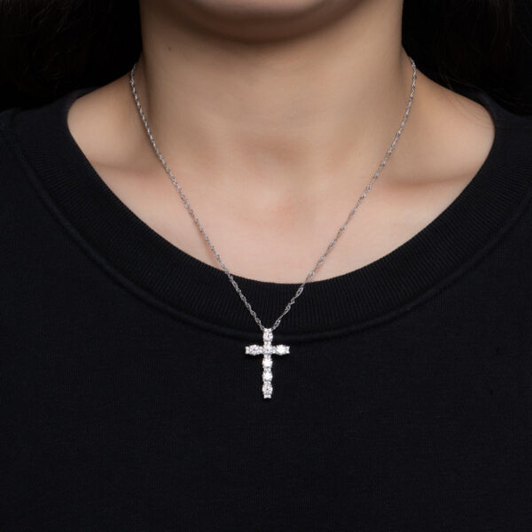 69d66ef9e32764a7 AnuJewel 4MM 2.1 Carat D Color Moissanite Diamond Cross Pendant Necklace Sterling Sier Gold Plated Customs Jewelry