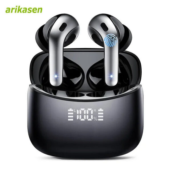 Wireless Bluetooth Earbuds Headphones 52 Hrs Playtime IPX7 Waterproof 4 Mic Call Noise Cancelg with LED Display Charging Case