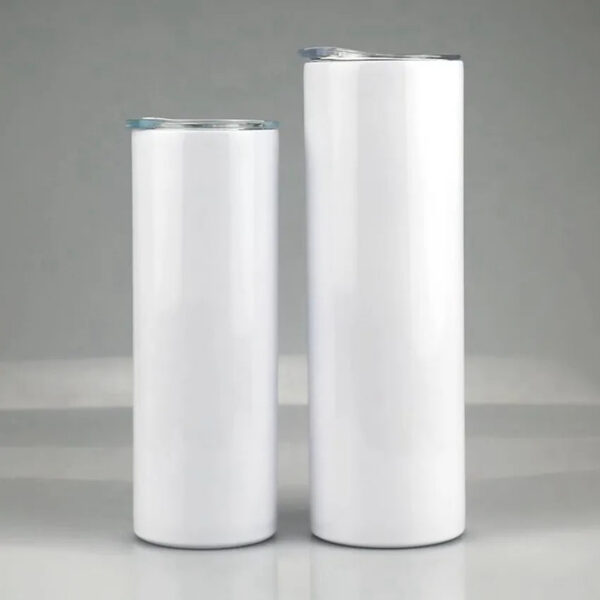 20oz Sublimation Skinny Tumblers Straight Blanks Stainless Steel Coffee Mugs With Lid and Plastic Straw Sippy Cups CYZ3218