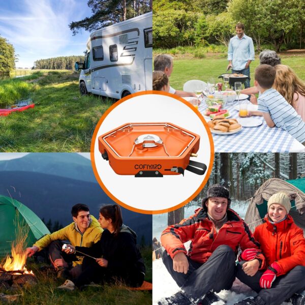 1-Burner Propane Stove Portable Camping Stove with Carry Strap, Backpacking Camp Stove for Outdoor Cooking, Flick-Style Ignition, Temperature Control, 8600 BTUs of Power for Camping BBQ& More