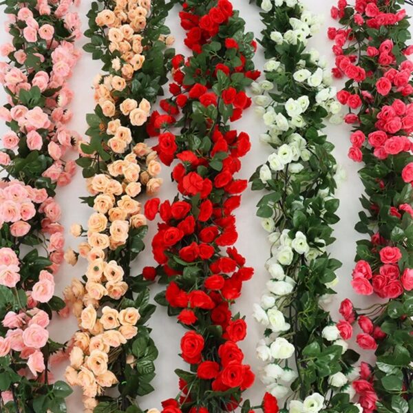 2.5m 1.8m Flower For Garland White Pink Home Room Wedding Decoration Silk Artificial Rose Vine Han