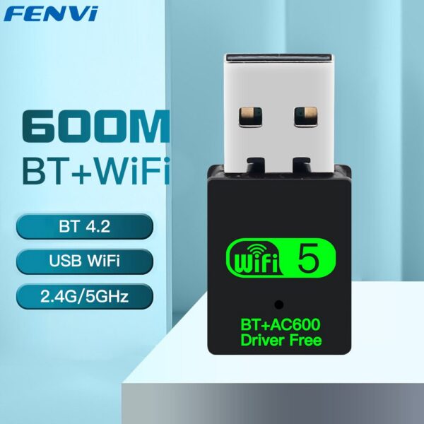 FENVI 600Mbps Bluetooth Adapter 2in1 Dongle Dual Band 2.4G 5GHz USB WiFi 5 Network Wireless Wlan Receiver DRIVER FREE