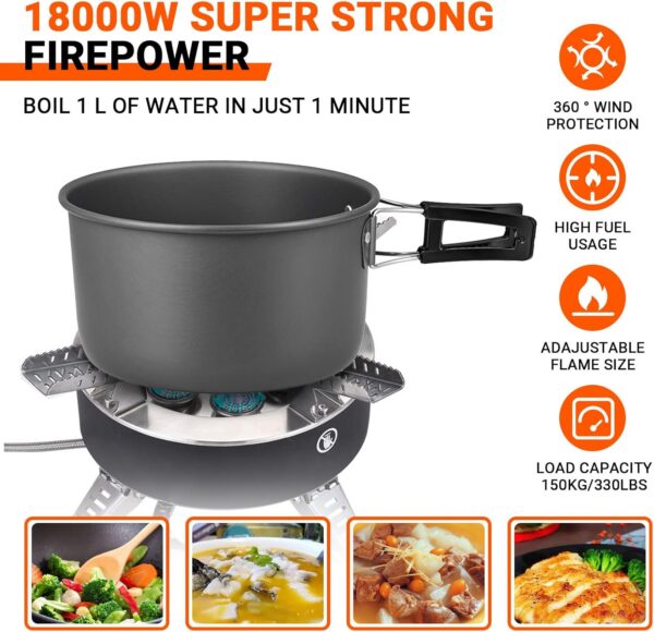 Bulin Gas Campingkocher Gaskocher mit Piezozündung Faltbarer Gaskocher Outdoor Windschutz Kocher Gasbrenner für Camping Trekking Hiking Picknick Wandern