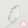 2024 NEW Trend Diamond Couple Rings For Women Real S Sier Rectangle Crystal Zircon Engagement Valentine Gift Jewelry