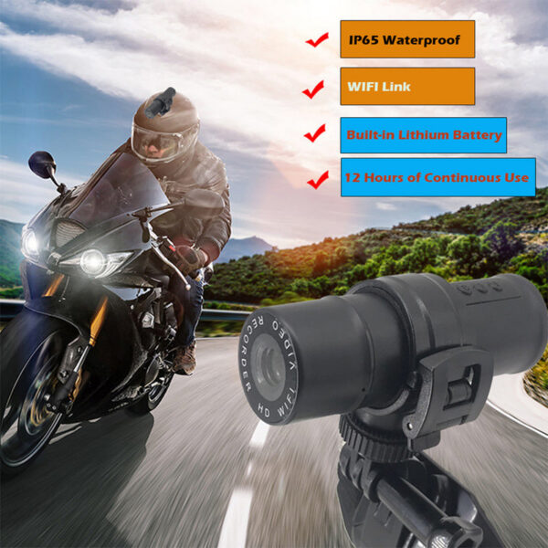 WiFi Motorcycle Camera Handlebar Mount Waterproof Rechargeable Helmet Dash Cam Cycg Action Camcorder Riders Video Recorder