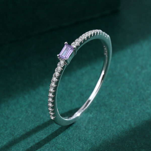 6a2423a014cba1bc NEW Simple Genuine S Sier Ring For Women Amethyst Single Row of Diamond Zircon Engagement Valentine's Day Gift Jewelr