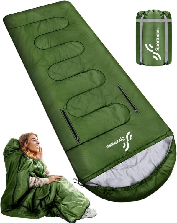 6a26747fc6d39523 Sleeping Bag for Adults 220×85cm, 3-4 Season Warm & Cool Weather Sleeping Bag with Zippered Holes for Adults & Kids Camping,Traveling, Music Festival and Outdoors,1.9KG