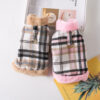 Winter Jacket Clothes Grid Warm Small Dogs Clothing With Fur Collar Cotton Pet Outfits French Bulldog Coat Vest Chihuahua
