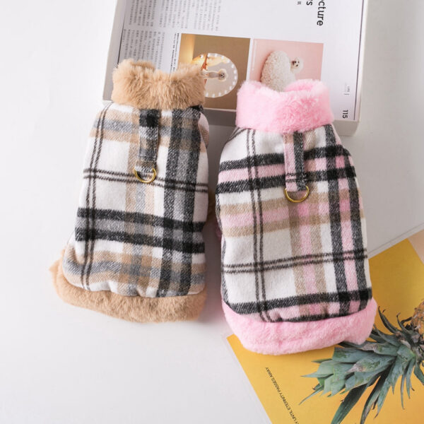 Winter Jacket Clothes Grid Warm Small Dogs Clothing With Fur Collar Cotton Pet Outfits French Bulldog Coat Vest Chihuahua