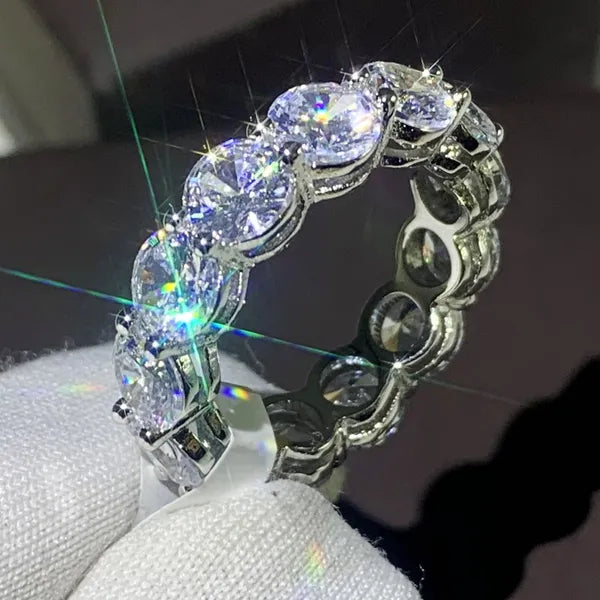 6a3d018f60dabffe 2020 Sparkling Jewelry Sterling Sier White Topaz CZ Diamond Gemstones Promise Women Wedding Engagement Band Ring For Lover Gift